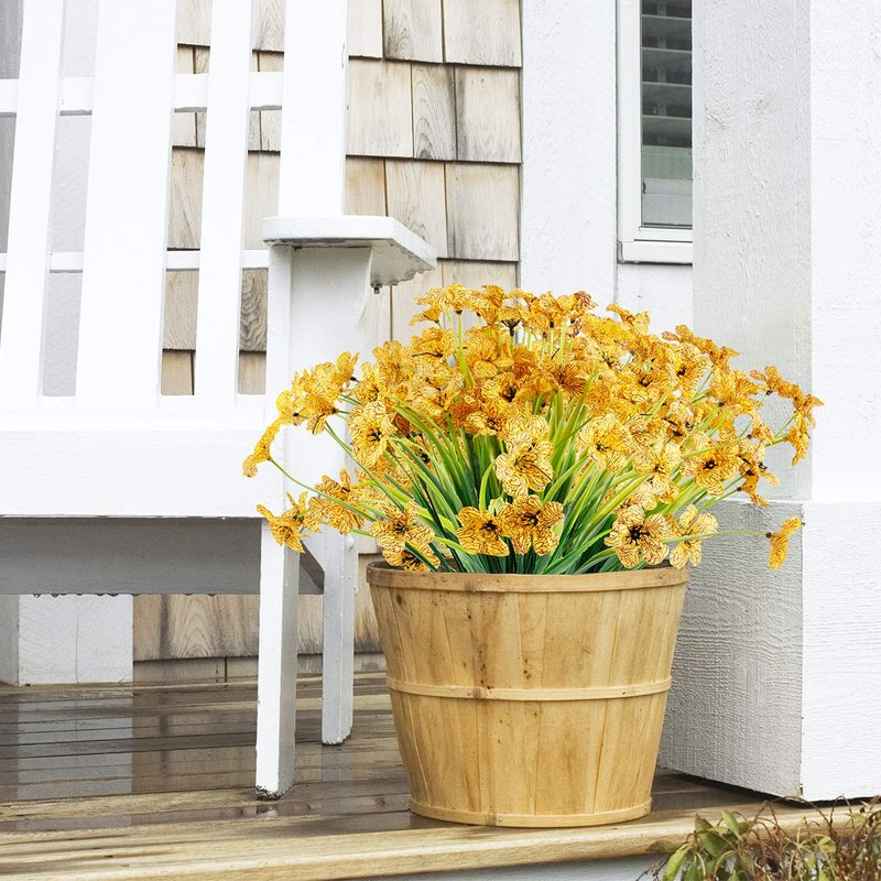JEMONG 12 Bundles Artificial Flowers Outdoor UV Resistant Flowers No Fade Faux Plastic Plants Garden Porch Window Box Decorating (Yellow) - Image 5